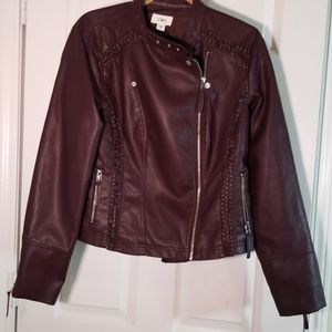 FINAL MARKDOWN Cato Faux Leather Wine Moto Jacket